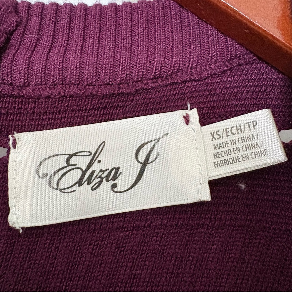 Eliza J Rich Fit and Flare Sweater Dress Burgundy Long Sleeve - XS - Picture 3 of 11